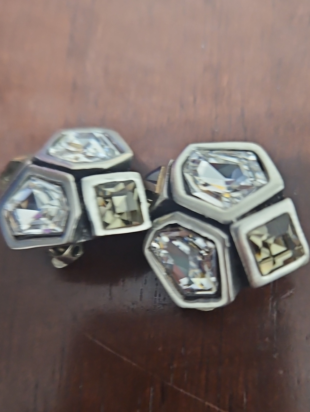 Vintage Crystal Clip-On Earrings in Silver